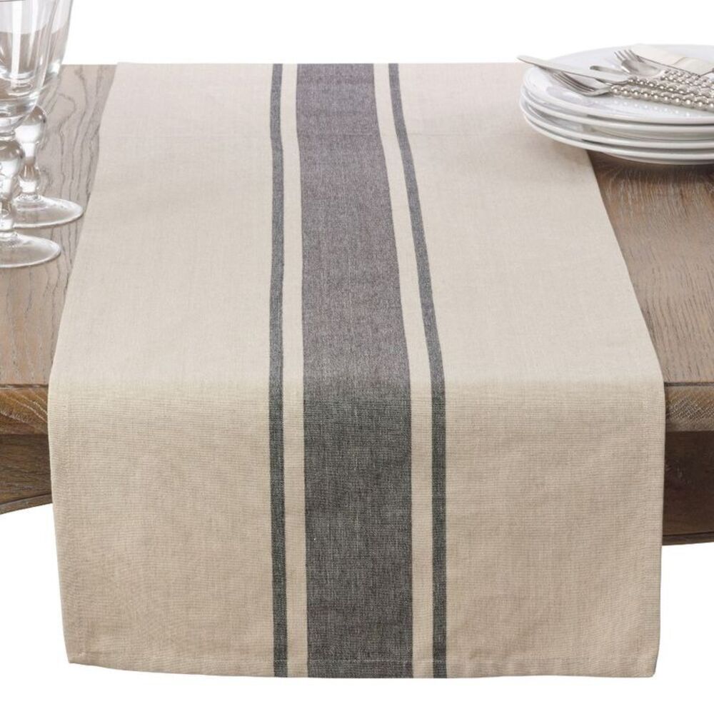 Saro Lifestyle -  Banded Design Runner, Natural, 16"  Beige